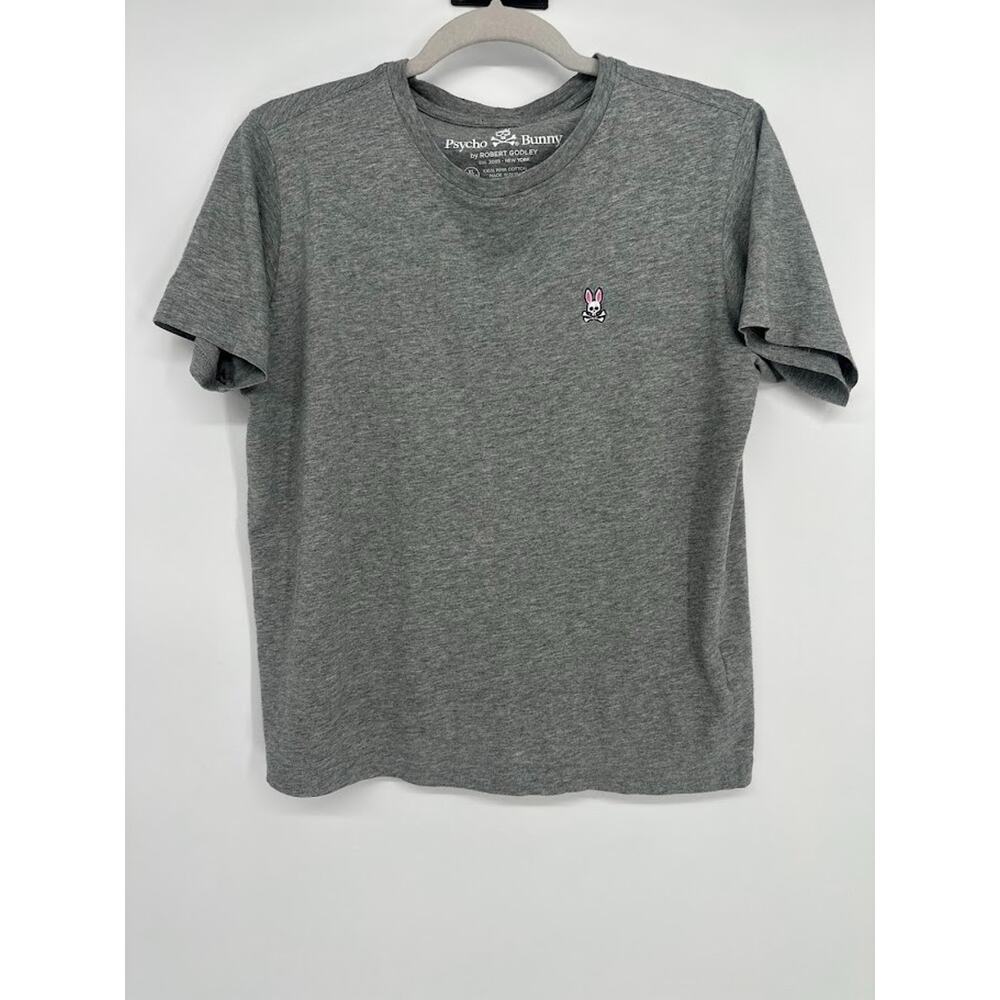 PSYCHO BUNNY Grey Crew Neck Tee T-Shirt Pima Cotton Boys Youth Size 18/20 XL